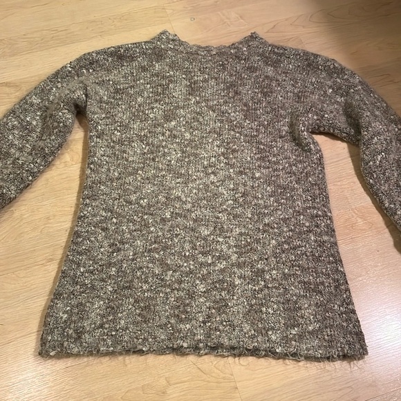 Shaggy Mohair Blend Neutral Soft Cozy Long Line Sweater Bobble Fishermen Y2K - Picture 6 of 9